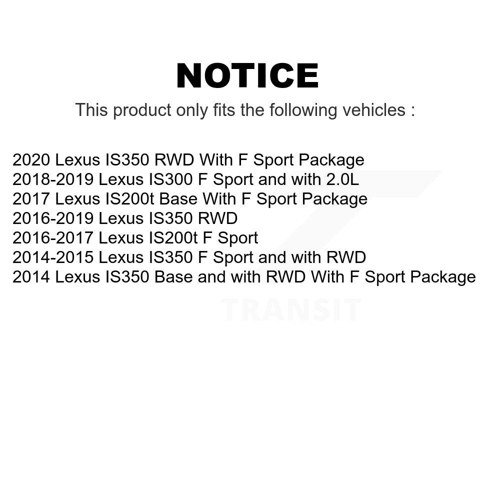 Transit Auto - Front Rear Coated Disc Brake Rotors And Ceramic Pads Kit (6Pc) For Lexus IS200t IS300 IS350 KGC-100008
