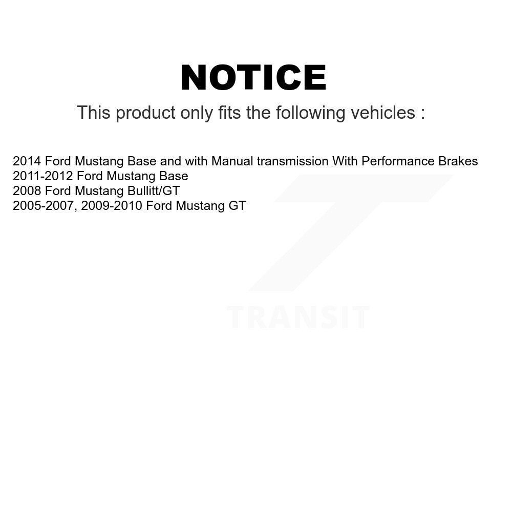 Transit Auto - Front Coated Disc Brake Rotors And Ceramic Pads Kit For Ford Mustang KGC-100056