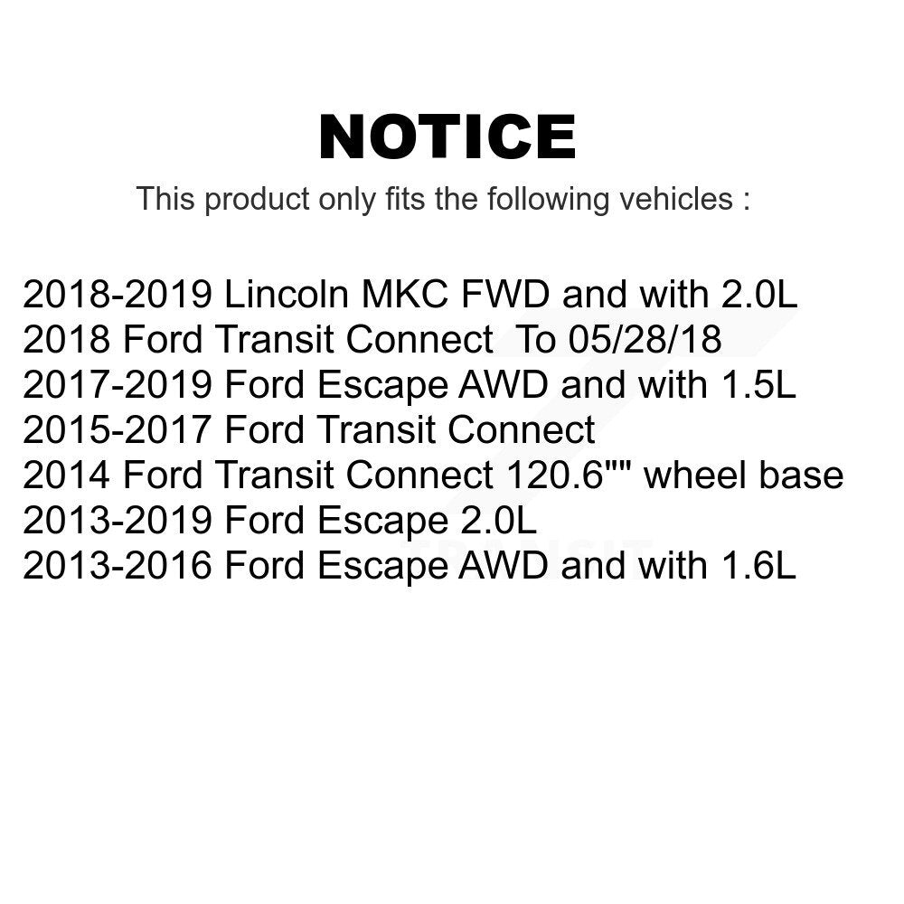 Transit Auto - Front Coated Disc Brake Rotors And Ceramic Pads Kit For Ford Escape Connect Lincoln MKC KGC-100066