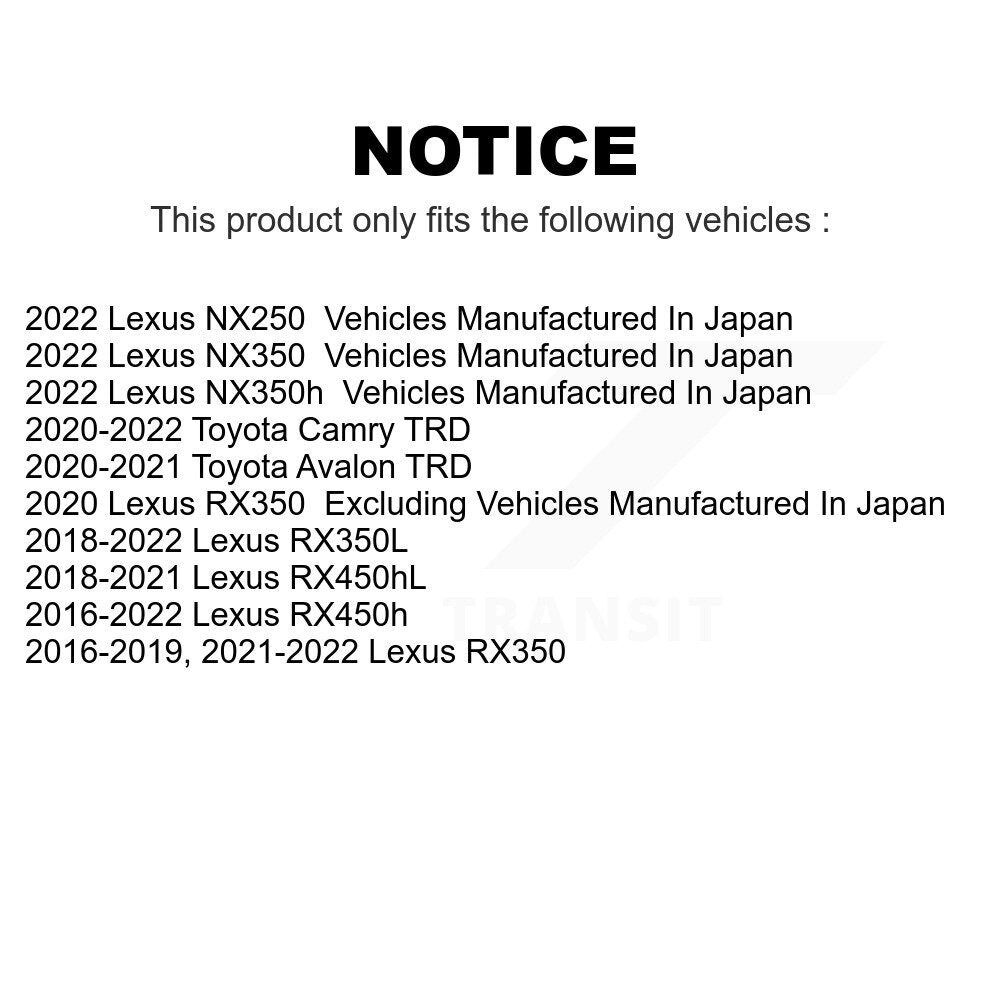 Transit Auto - Front Coated Disc Brake Rotors And Ceramic Pads Kit For Lexus RX350 RX450h Toyota RX350L Camry RX450hL Avalon NX250 NX350 NX350h KGC-100069