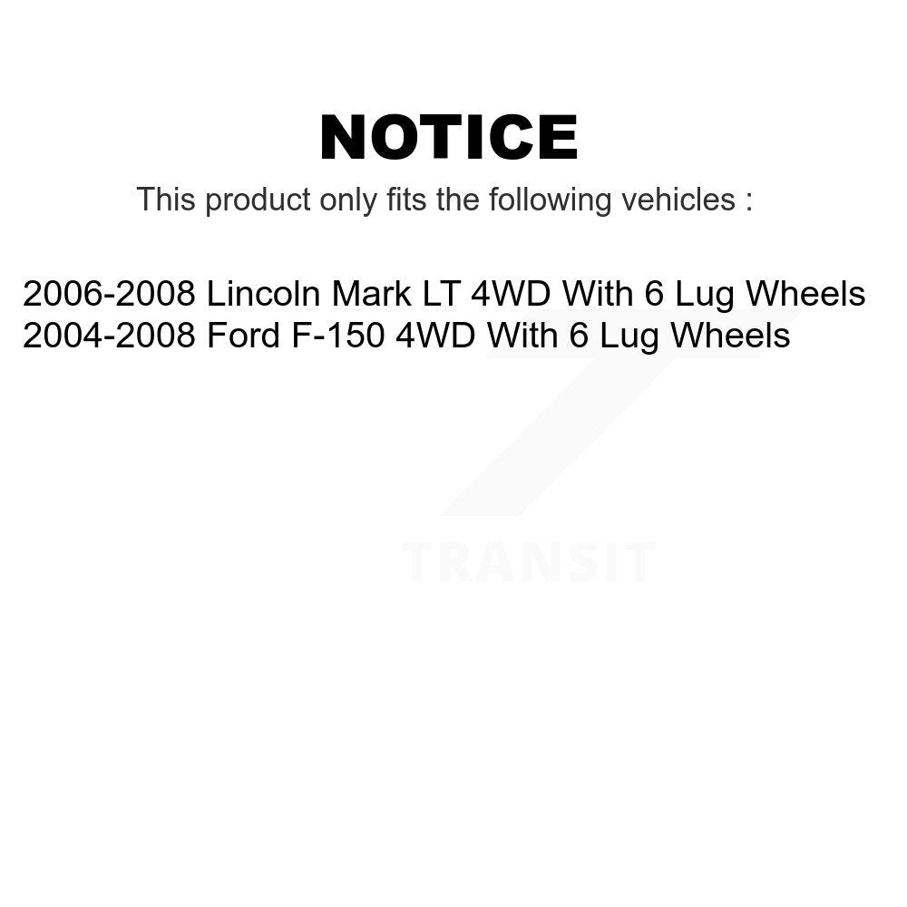 Transit Auto - Front Coated Disc Brake Rotors And Ceramic Pads Kit For Ford F-150 Lincoln Mark LT With 6 Lug Wheels 4WD KGC-100222