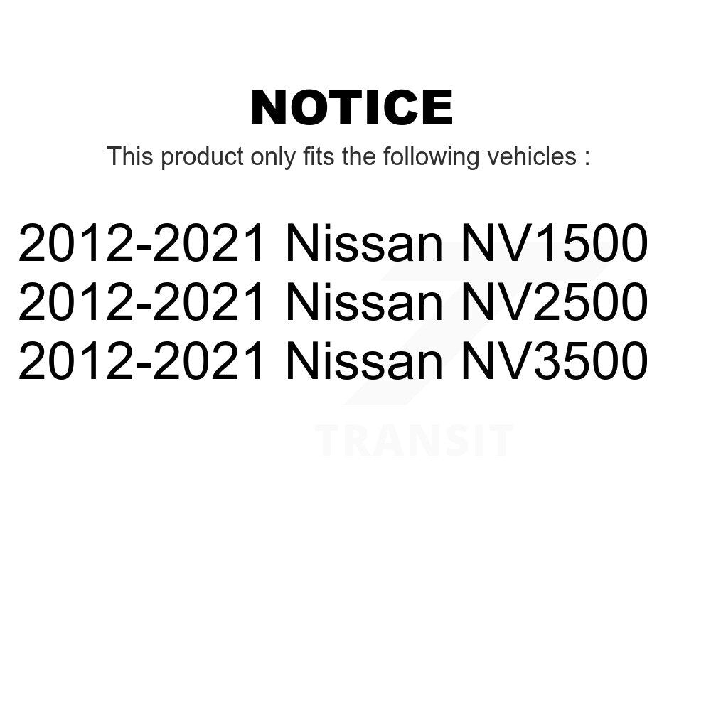 Transit Auto - Front Coated Disc Brake Rotors And Ceramic Pads Kit For 2012-2021 Nissan NV2500 NV3500 NV1500 KGC-100236