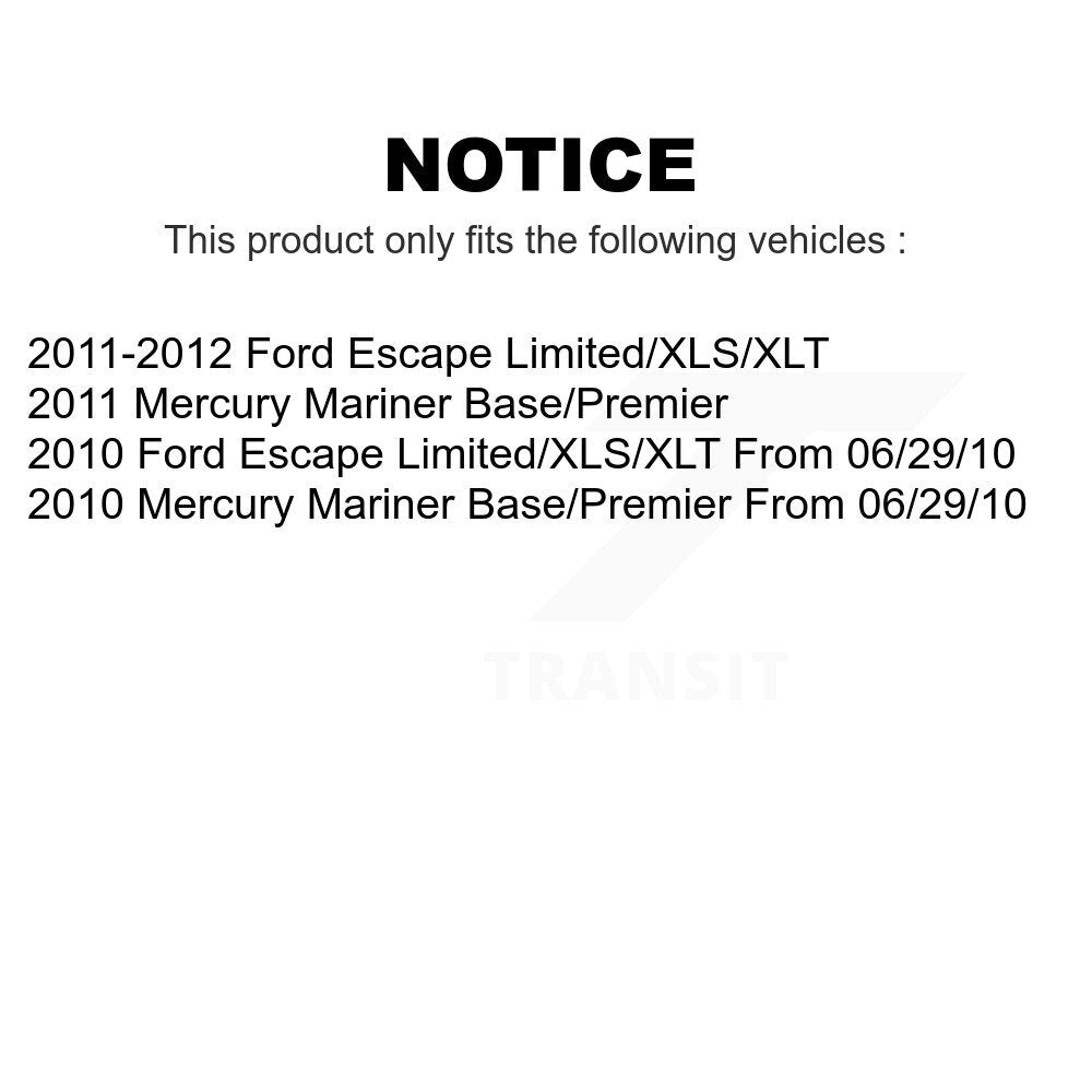 Transit Auto - Front Coated Disc Brake Rotors And Ceramic Pads Kit For Ford Escape Mercury Mariner KGC-100256