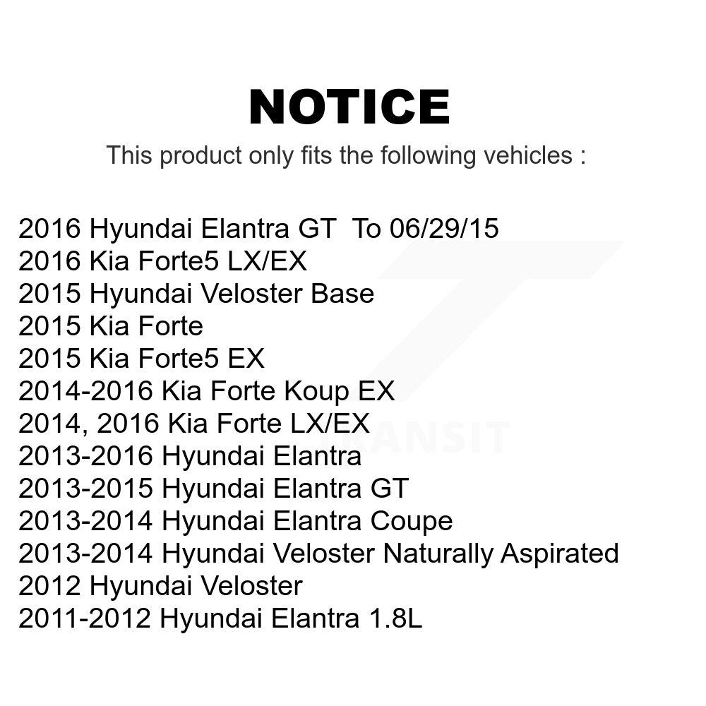 Transit Auto - Front Coated Disc Brake Rotors And Ceramic Pads Kit For Hyundai Elantra Kia Forte Veloster GT Forte5 Coupe Koup KGC-100340