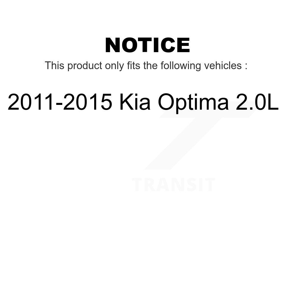Transit Auto - Front Coated Disc Brake Rotors And Ceramic Pads Kit For 2011-2015 Kia Optima 2.0L KGC-100351