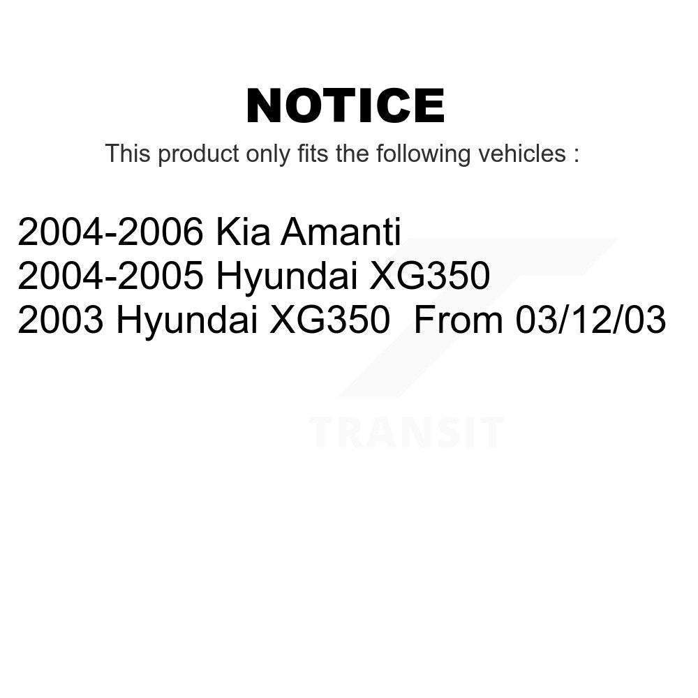 Transit Auto - Front Coated Disc Brake Rotors And Ceramic Pads Kit For Kia Amanti Hyundai XG350 KGC-100374