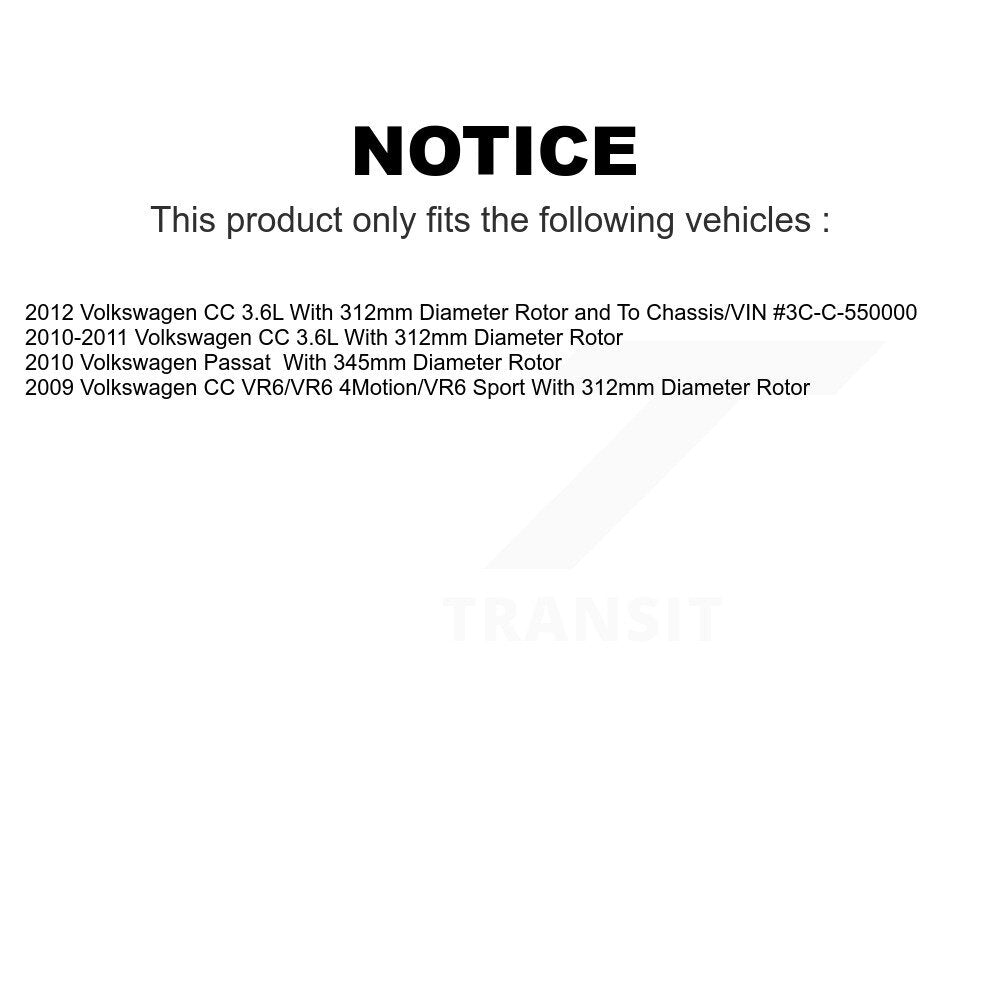 Transit Auto - Front Coated Disc Brake Rotors And Ceramic Pads Kit For Volkswagen CC Passat KGC-100411