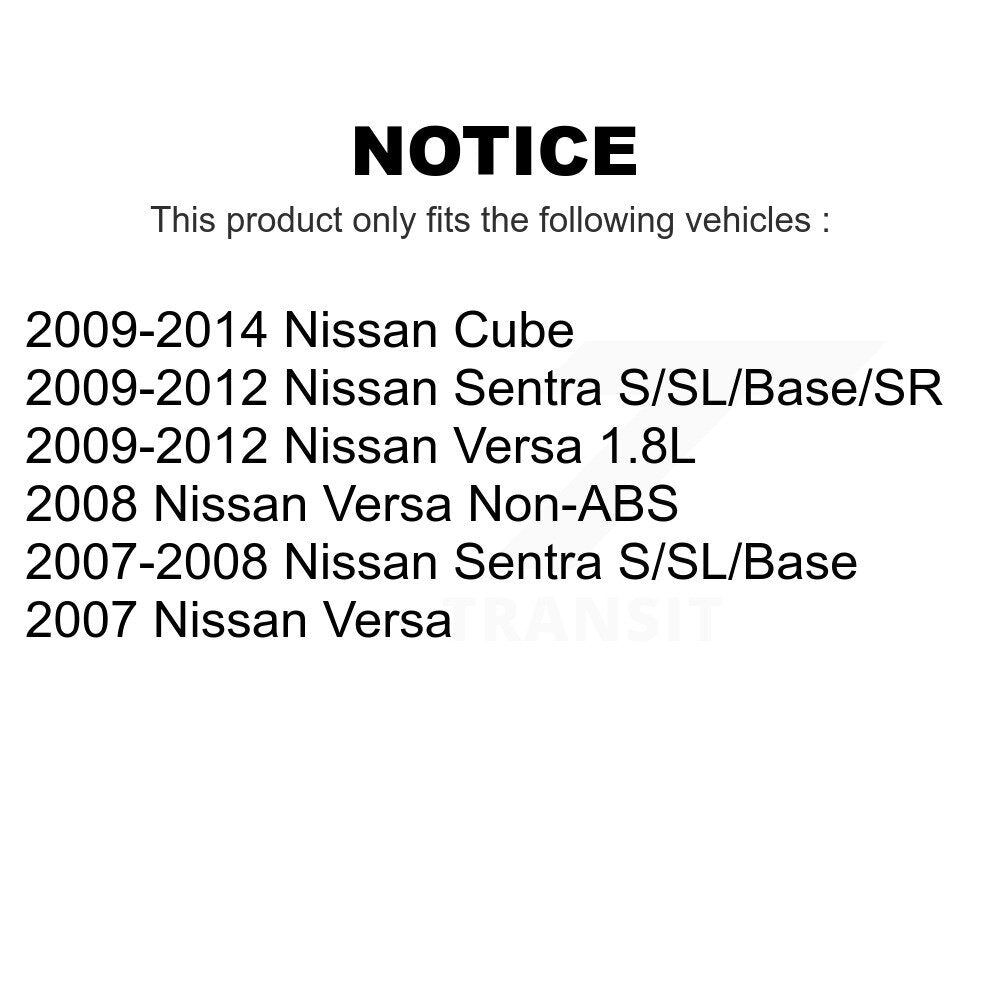 Transit Auto - Front Coated Disc Brake Rotors And Ceramic Pads Kit For Nissan Sentra Versa Cube KGC-100432