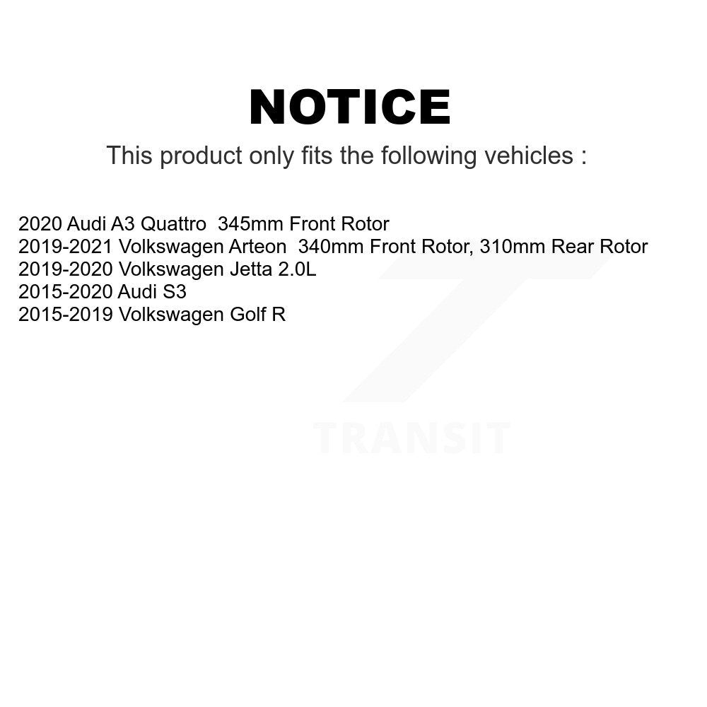 AmeriBRAKES Front Rear Ceramic Disc Brake Pads Kit For Volkswagen Jetta Golf R Audi S3 Arteon A3 Quattro KNF-101065