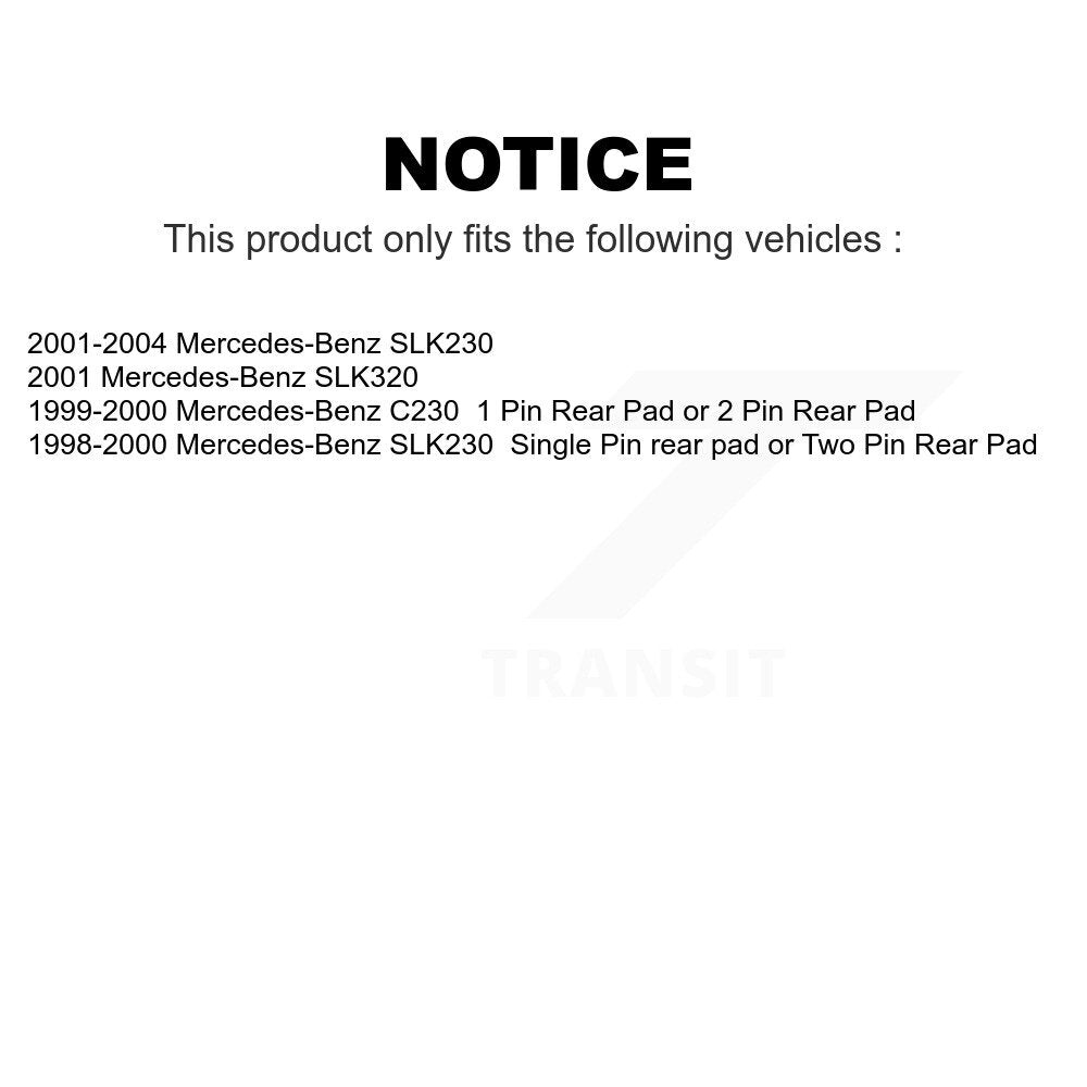 AmeriBRAKES Front Rear Semi-Metallic Disc Brake Pads Kit For Mercedes-Benz SLK230 C230 SLK320 KNF-101400