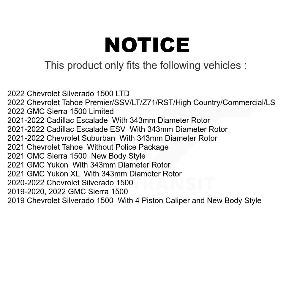 Front Rear Semi-Metallic Brake Pads Kit For Chevrolet Silverado 1500 GMC Sierra Cadillac Tahoe Yukon Escalade Suburban XL ESV LTD Limited KPF-100608