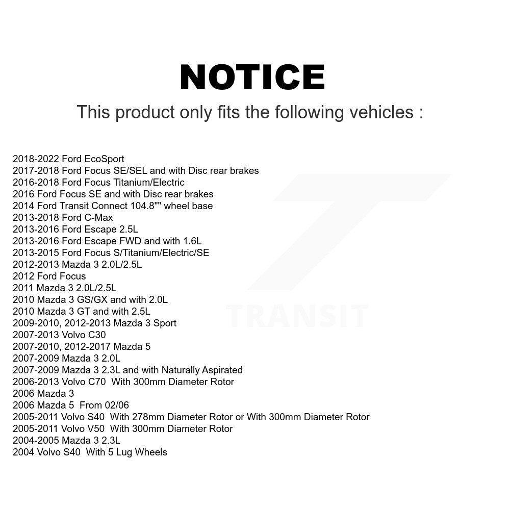 Front Rear Semi-Metallic Brake Pads Kit For Ford Focus Escape Mazda 3 Volvo 5 C-Max EcoSport S40 Transit Connect C70 C30 V50 Sport KSM-100023