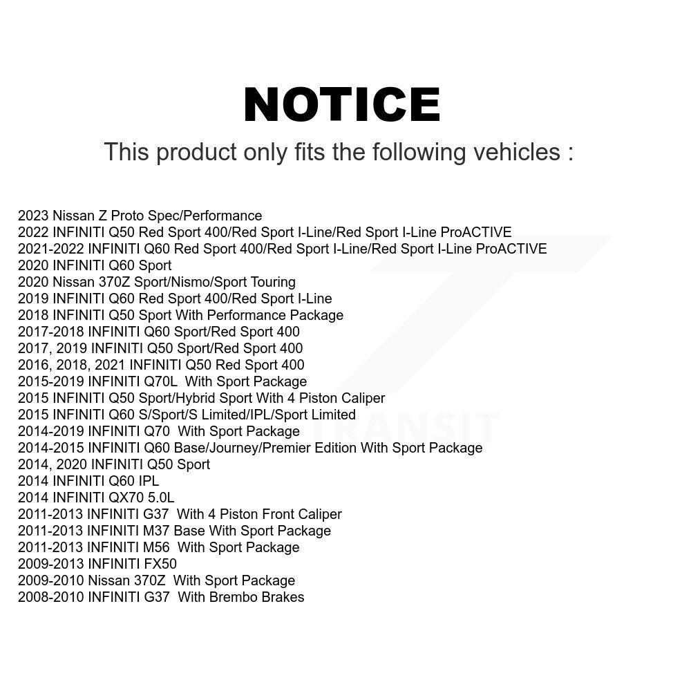 Front Rear Semi-Metallic Brake Pads Kit For INFINITI G37 Q50 Q60 M37 Nissan 370Z Q70 Q70L QX70 M56 FX50 Z KSM-100130