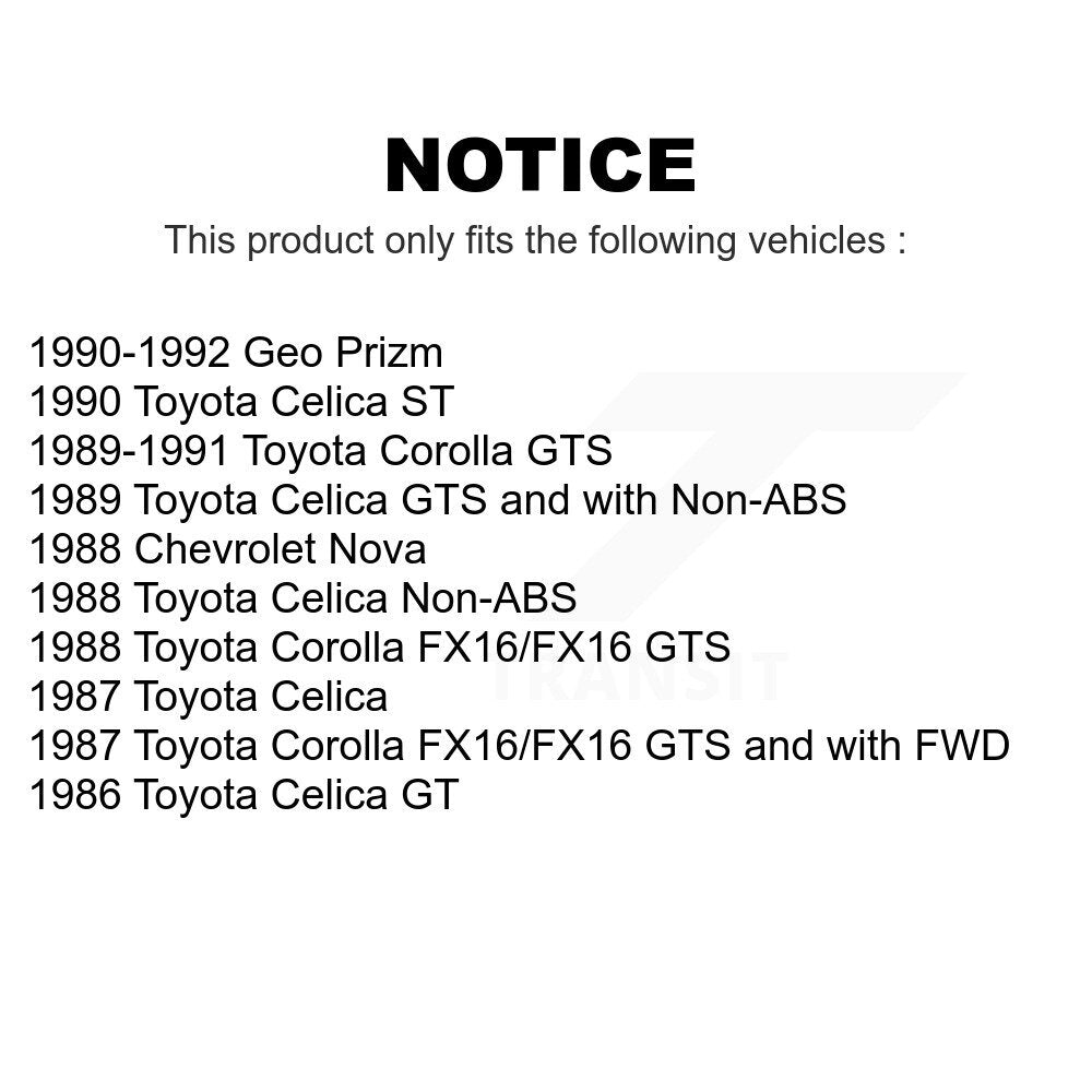 Front Rear Semi-Metallic Brake Pads Kit For Toyota Corolla Celica Geo Prizm Chevrolet Nova KSM-100227