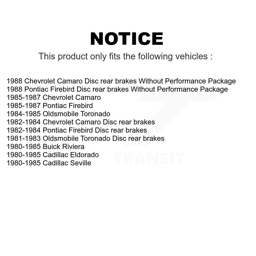 Front Rear Ceramic Brake Pads Kit For Chevrolet Camaro Pontiac Firebird Cadillac Eldorado Buick Riviera Seville Oldsmobile Toronado KTC-100625