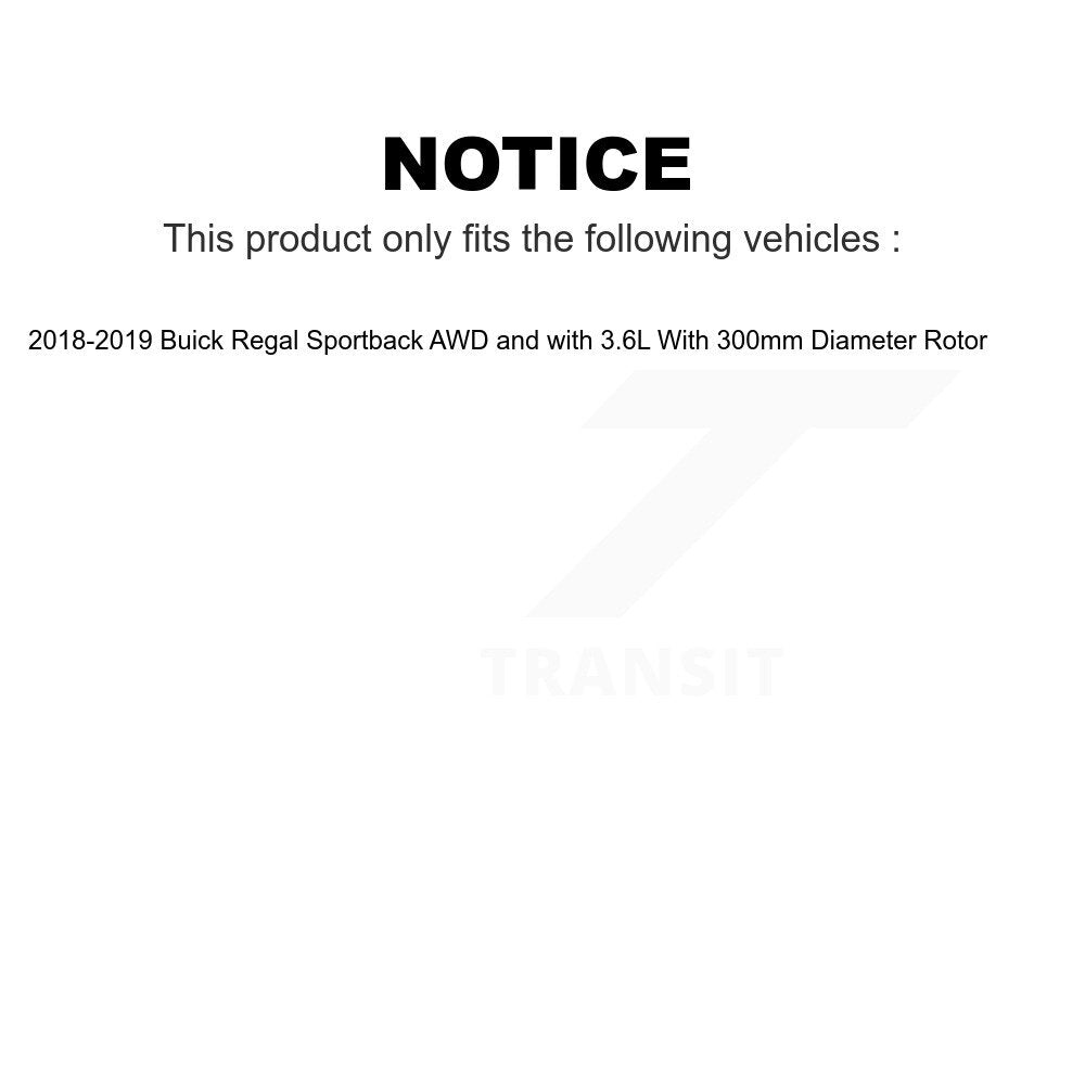 Front Rear Ceramic Brake Pads Kit For 2018-2019 Buick Regal Sportback AWD with 3.6L With 300mm Diameter Rotor KTC-100650