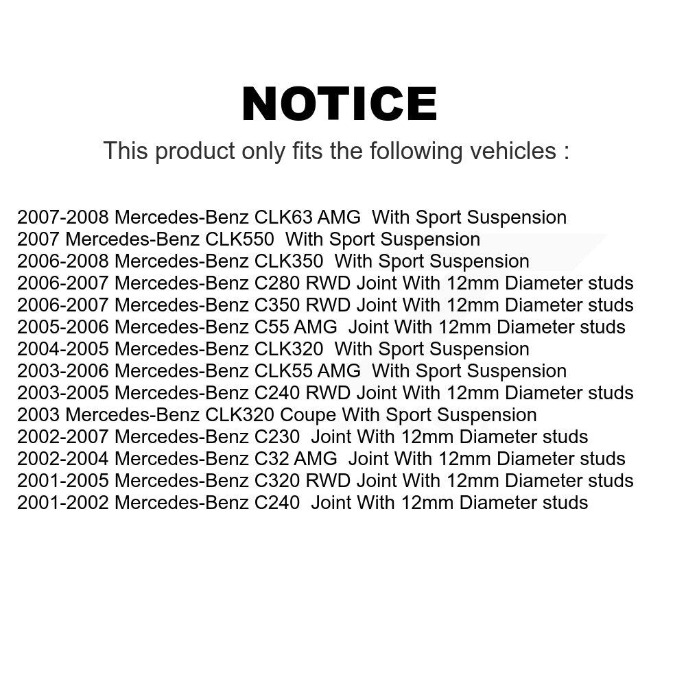 Front Suspension Control Arm And Ball Joint Assembly Steering Tie Rod End Stabilizer Bar Link Kit (8Pc) For Mercedes-Benz C230 C240 C320 CLK350 C280 CLK320 C350 CLK550 CLK55 AMG C32 C55 CLK63 KTR-100511