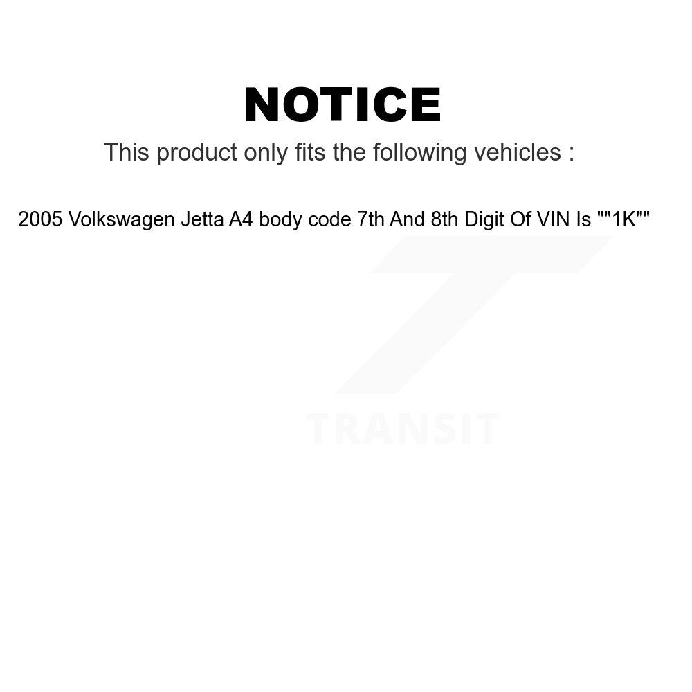 Front Suspension Control Arm And Ball Joint Assembly Steering Tie Rod End Stabilizer Bar Link Kit (8Pc) For 2005 Volkswagen Jetta A4 body code 7th 8th Digit Of VIN Is "1K" KTR-100556