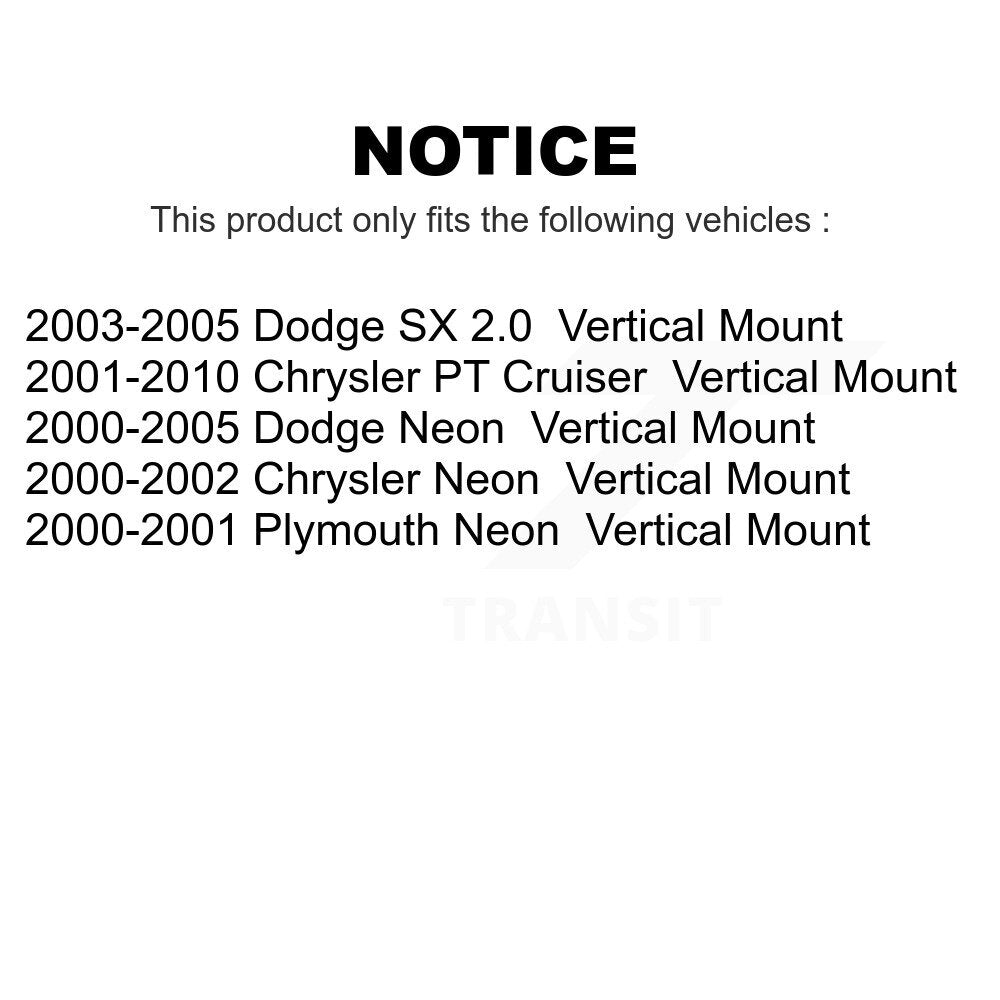 Front Lower Rearward Suspension Control Arm Bushing Pair For Chrysler PT Cruiser Neon Dodge Plymouth SX 2.0 Vertical Mount KTR-102251