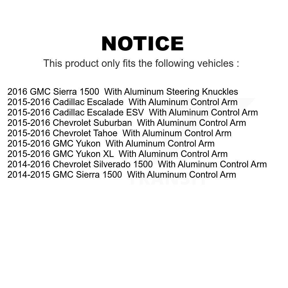 Front Suspension Ball Joint And Tie Rod End Kit For Chevrolet Silverado 1500 GMC Sierra Tahoe Suburban Yukon Cadillac XL Escalade ESV KTR-102328