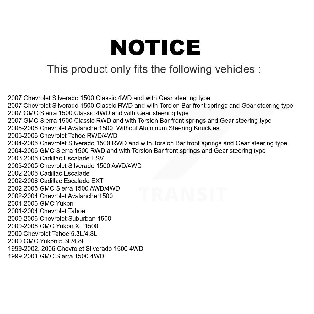 Front Suspension Ball Joint And Tie Rod End Kit For Chevrolet Silverado 1500 GMC Tahoe Sierra Suburban Yukon Avalanche XL Cadillac Classic Escalade ESV EXT KTR-102362