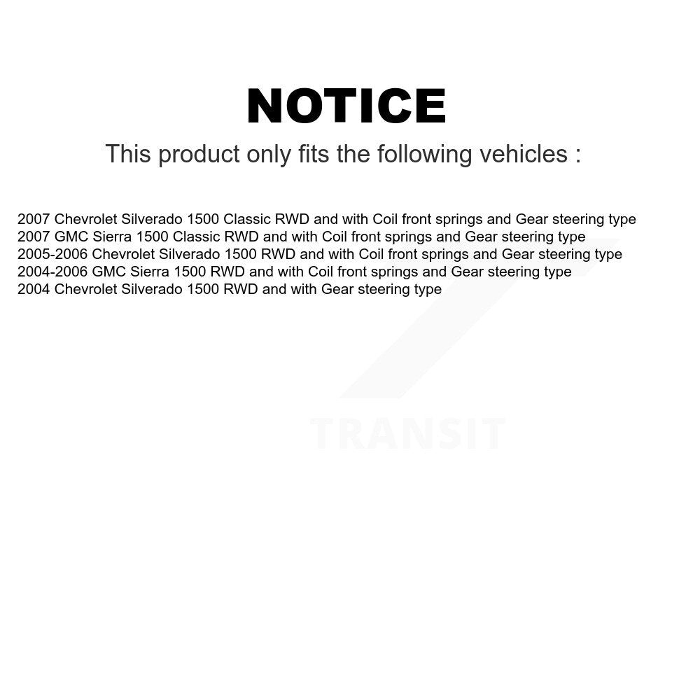 Front Suspension Control Arm Assembly And Tie Rod End Kit For Chevrolet Silverado 1500 GMC Sierra Classic KTR-102846