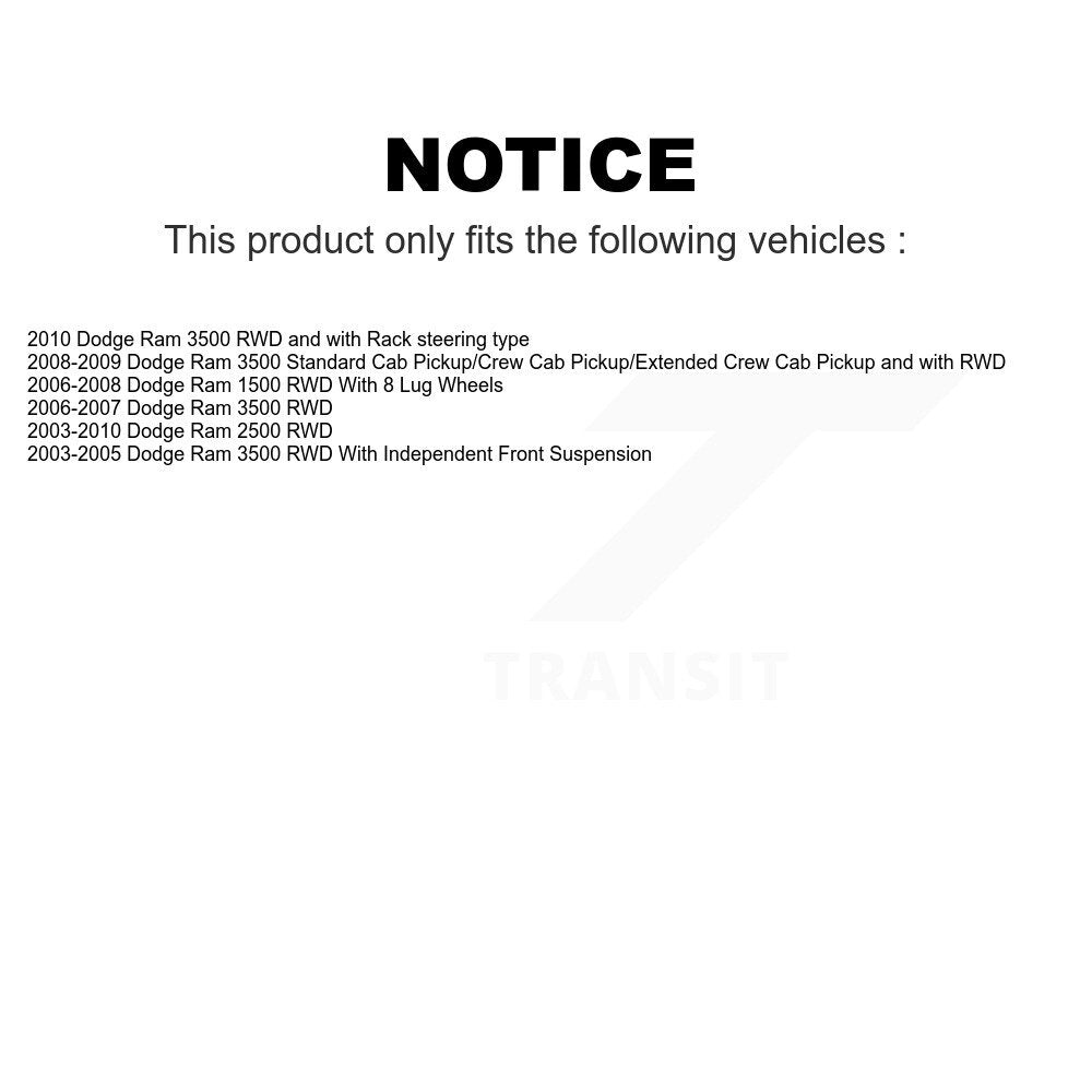 Front Suspension Ball Joint And Tie Rod End Kit For Dodge Ram 2500 1500 3500 KTR-102996