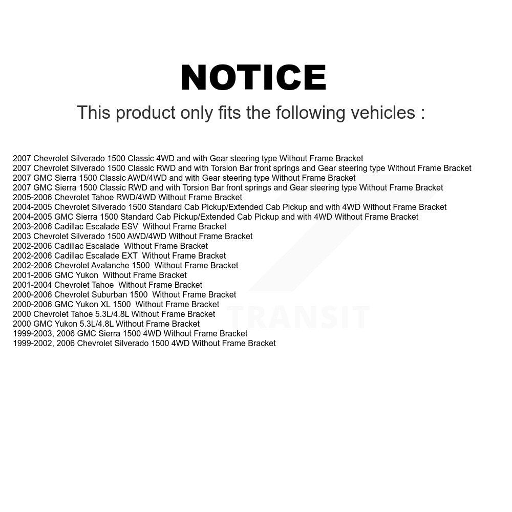 Front Control Arms Assembly And Tie Rods Link Sway Bar Upper Ball Joints Suspension Kit (13Pc) For Chevrolet Silverado 1500 GMC Tahoe Sierra Suburban Yukon Avalanche XL Cadillac Classic Escalade ESV EXT Without Frame Bracket KTR-103474