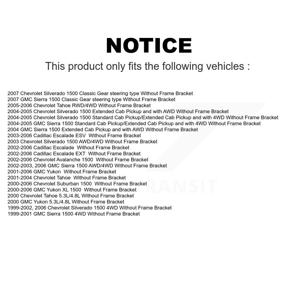 Front Steering Tie Rod End Ball Joints Idler Arm Pitman Kit For Chevrolet Silverado 1500 GMC Tahoe Sierra Suburban Yukon Avalanche XL Cadillac Classic Escalade ESV EXT Without Frame Bracket KTR-103957