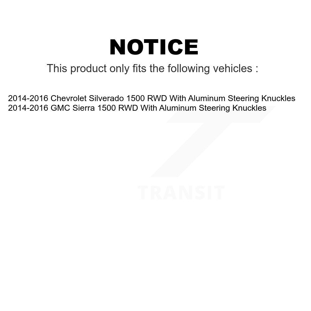 Front Suspension Control Arm Kit For 2014-2016 Chevrolet Silverado 1500 GMC Sierra With Aluminum Steering Knuckles RWD KTR-104125