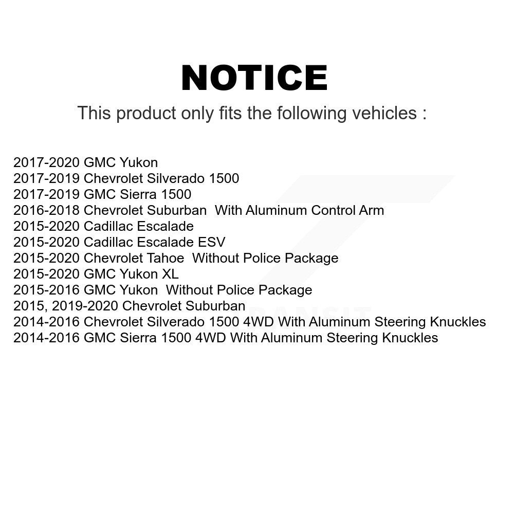 Front Suspension Control Arm And Ball Joint Assembly Kit For Chevrolet Silverado 1500 GMC Sierra Tahoe Suburban Yukon Cadillac XL Escalade ESV KTR-104128