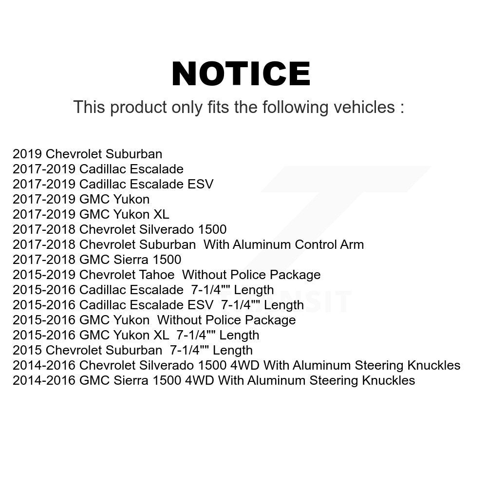 Front Suspension Control Arm And Ball Joint Assembly Steering Tie Rod End Stabilizer Bar Link Kit (8Pc) For Chevrolet Silverado 1500 GMC Sierra Tahoe Yukon Suburban Cadillac XL Escalade ESV KTR-104141