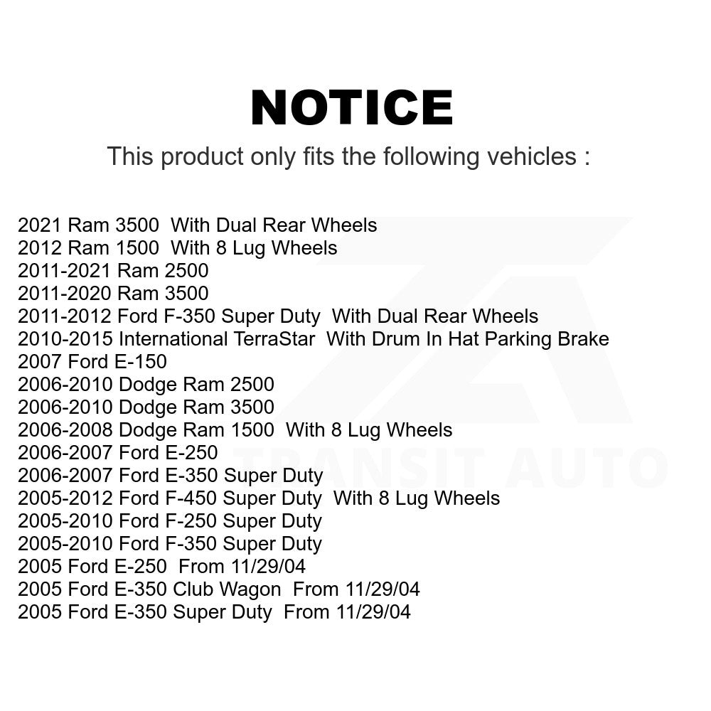 Rear Parking Brake Shoe NB-854B For Ford Ram Dodge 2500 F-250 Super Duty F-350 1500 3500 E-350 E-250 E-150 Club Wagon F-450 International TerraStar