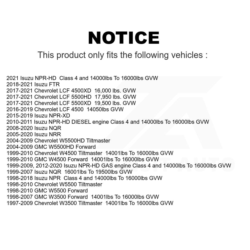 Front Semi-Metallic Disc Brake Pads NWF-ASD827 For Isuzu NPR GMC W3500 Forward Chevrolet Tiltmaster NPR-HD NRR NQR FTR NPR-XD LCF 4500 4500XD 5500HD 5500XD W4500 W5500 W5500HD