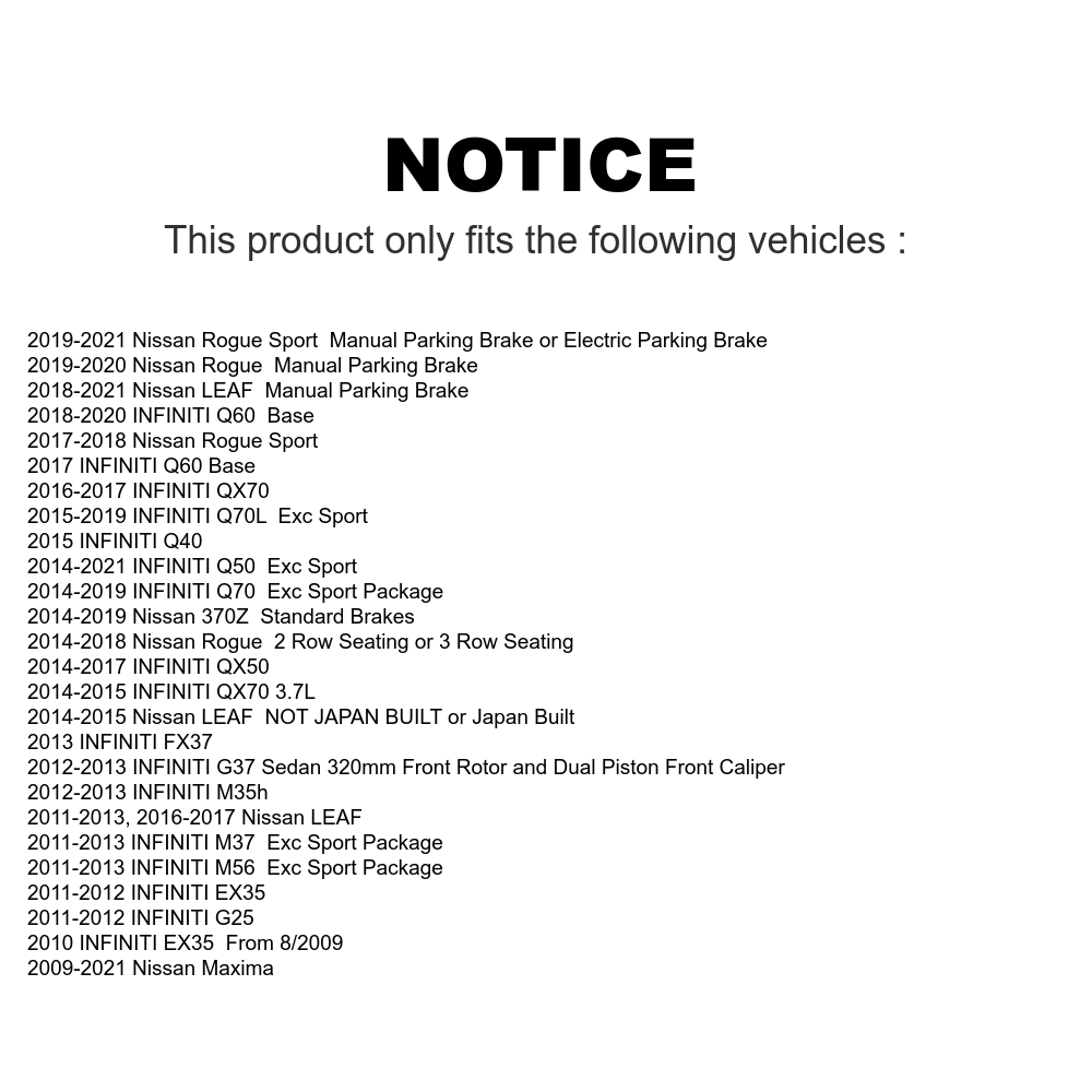 Rear Ceramic Disc Brake Pads NWF-PRC1393 For Nissan Altima Rogue Sentra Maxima INFINITI Q50 Sport Juke G37 LEAF QX50 370Z Q60 QX70 G25 EX35 Q70 Q70L Q40 Qashqai