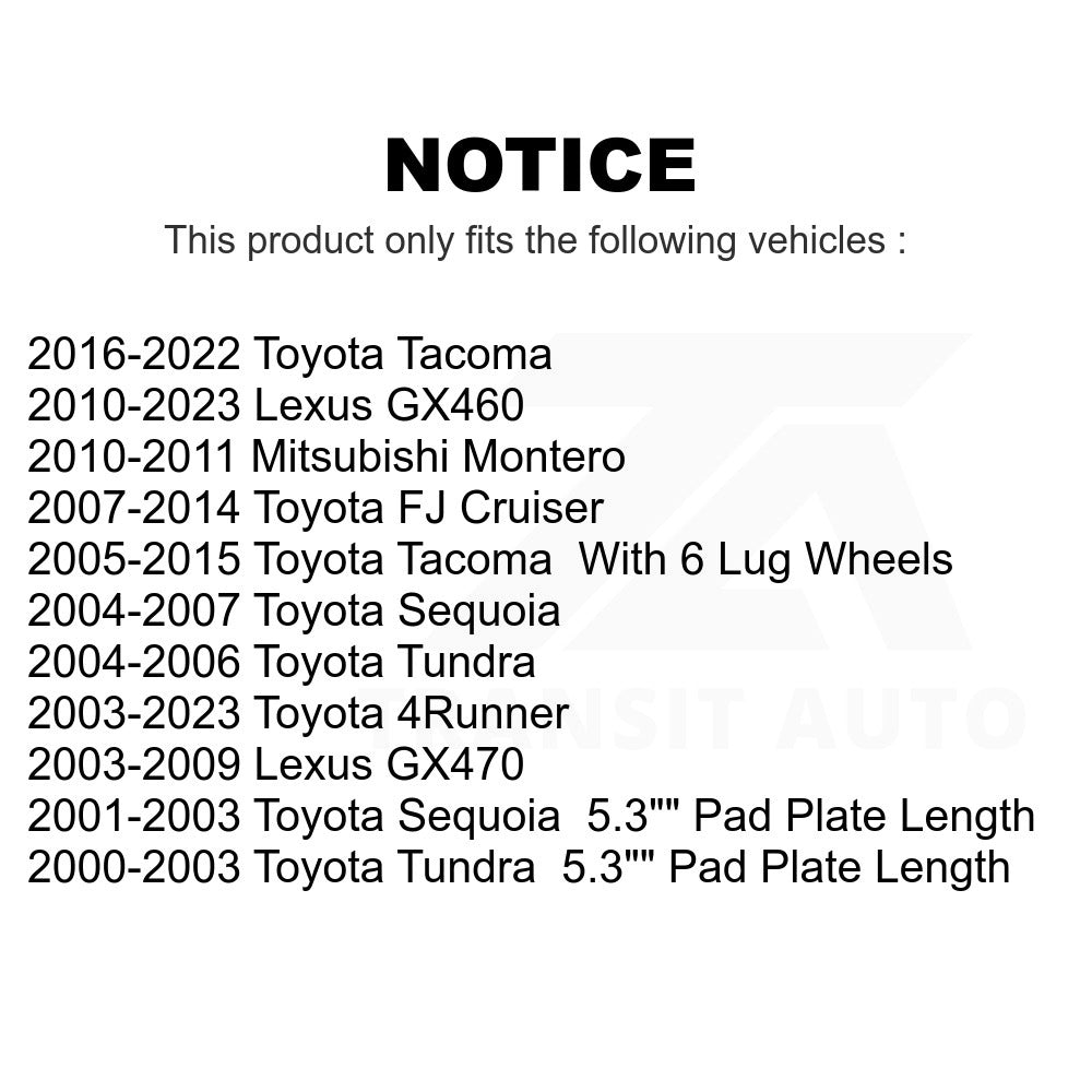 Front Semi-Metallic Disc Brake Pads PPF-D976 For Toyota Tacoma 4Runner Tundra Lexus Sequoia GX460 FJ Cruiser GX470 Mitsubishi Montero
