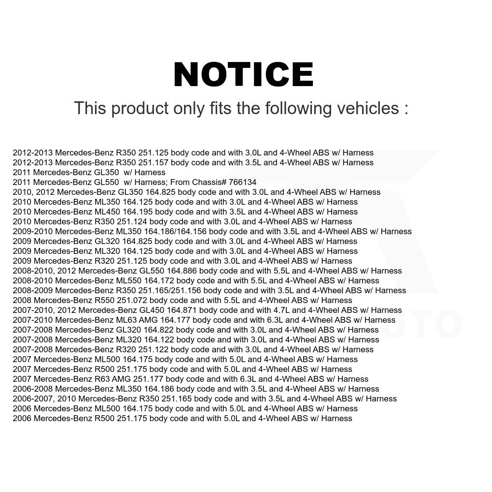 Mpulse Rear ABS Wheel Speed Sensor SEN-2ABS0205 For Mercedes-Benz ML350 GL450 R350 GL550 ML500 ML320 GL350 ML550 GL320 R500 R320 ML63 AMG ML450 R63 R550