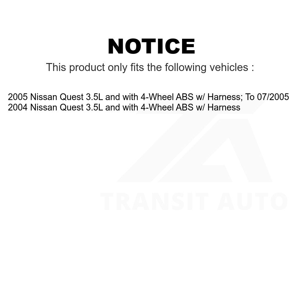 Mpulse Front Left ABS Wheel Speed Sensor SEN-2ABS0492 For Nissan Quest 3.5L with 4-Wheel