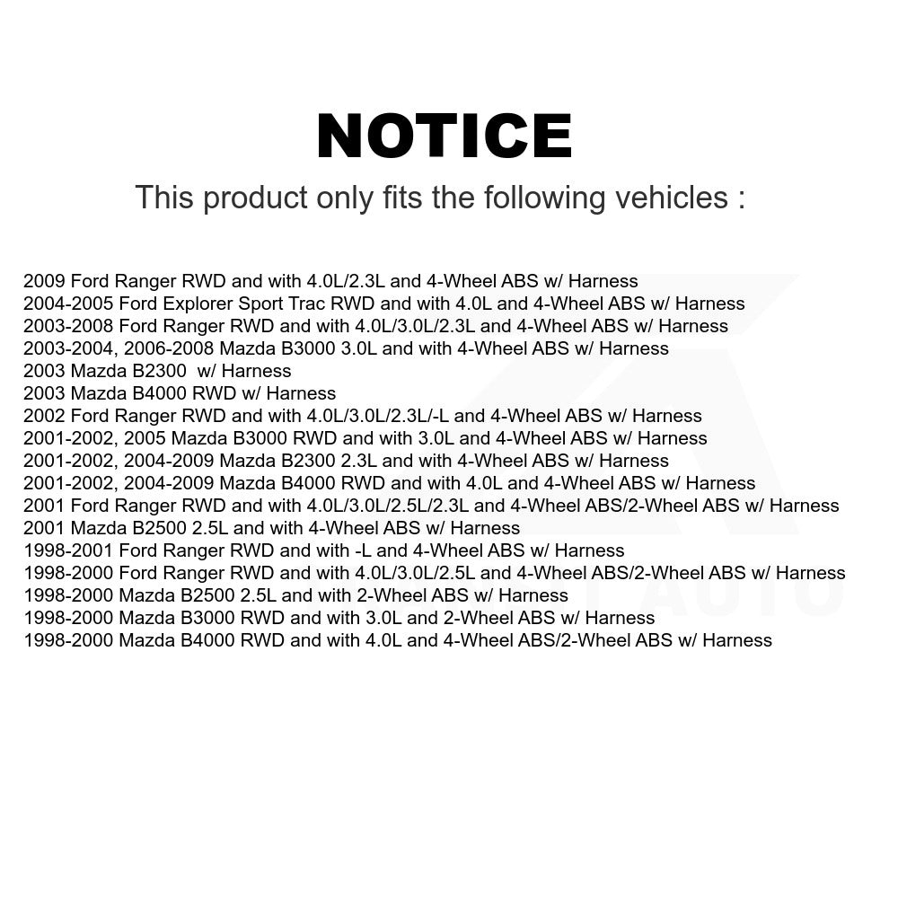 Mpulse Front ABS Wheel Speed Sensor SEN-2ABS0680 For Ford Ranger Mazda Explorer Sport Trac B3000 B2500 B4000 B2300 w/ Harness