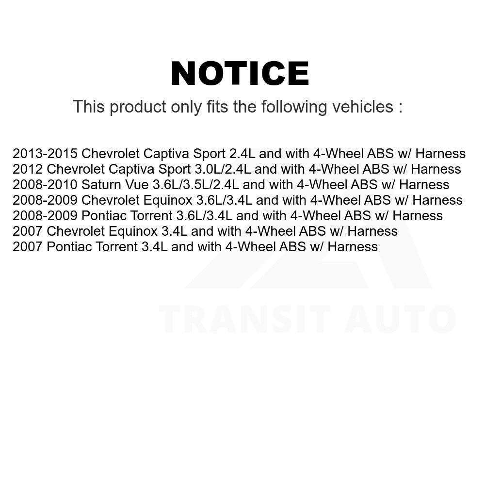 Mpulse Front ABS Wheel Speed Sensor SEN-2ABS0803 For Chevrolet Equinox Saturn Vue Captiva Sport Pontiac Torrent w/ Harness