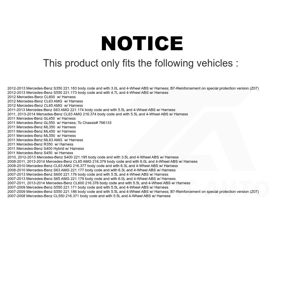 Mpulse ABS Wheel Speed Sensor SEN-2ABS1020 For Mercedes-Benz S550 ML350 GL450 S63 AMG GL550 CL550 R350 S600 CL63 S350 S400 S65 ML550 CL600 CL65 ML63 ML450 S450