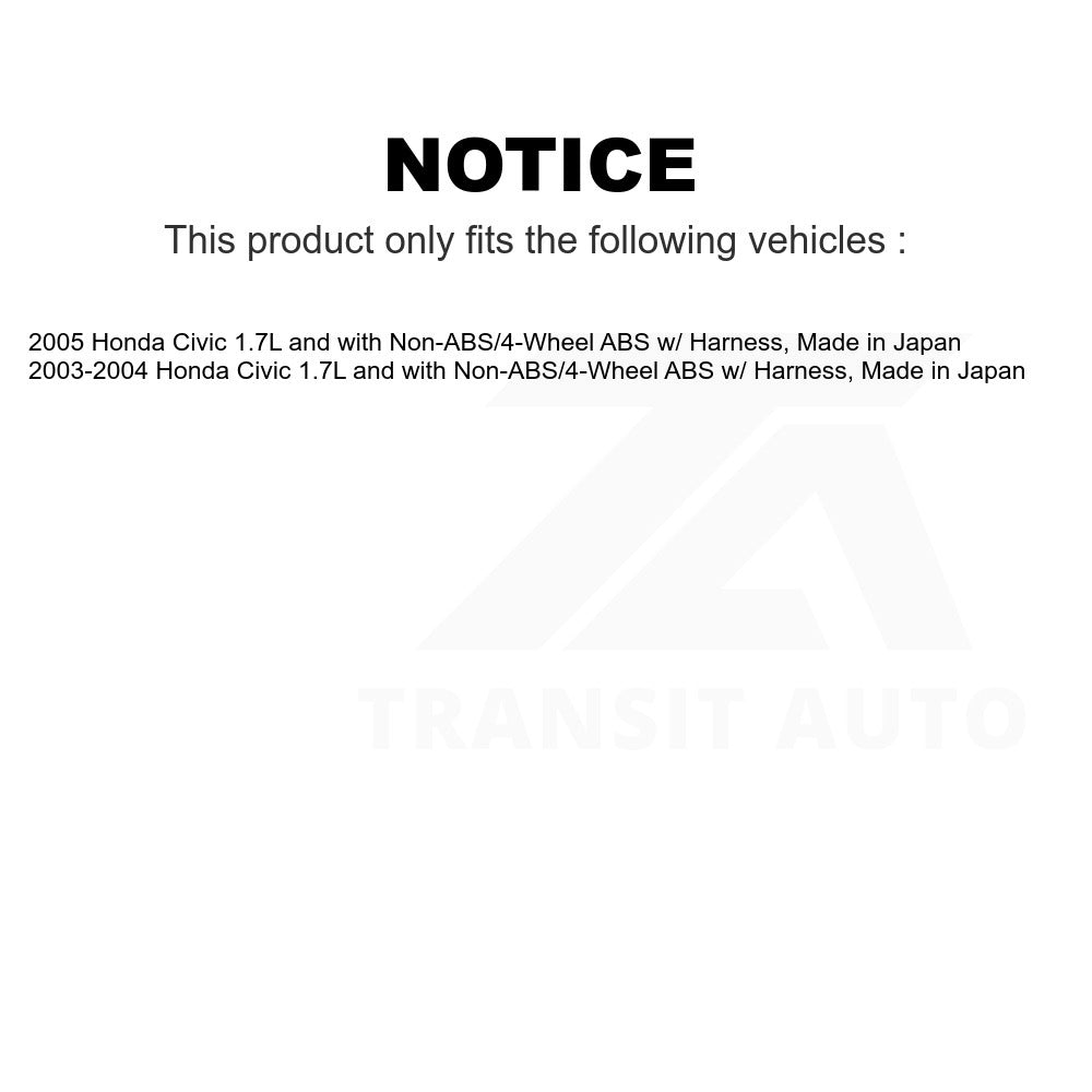 Mpulse Front Right ABS Wheel Speed Sensor SEN-2ABS1146 For 2003-2005 Honda Civic 1.7L with Non-ABS 4-Wheel w Harness Made in Japan