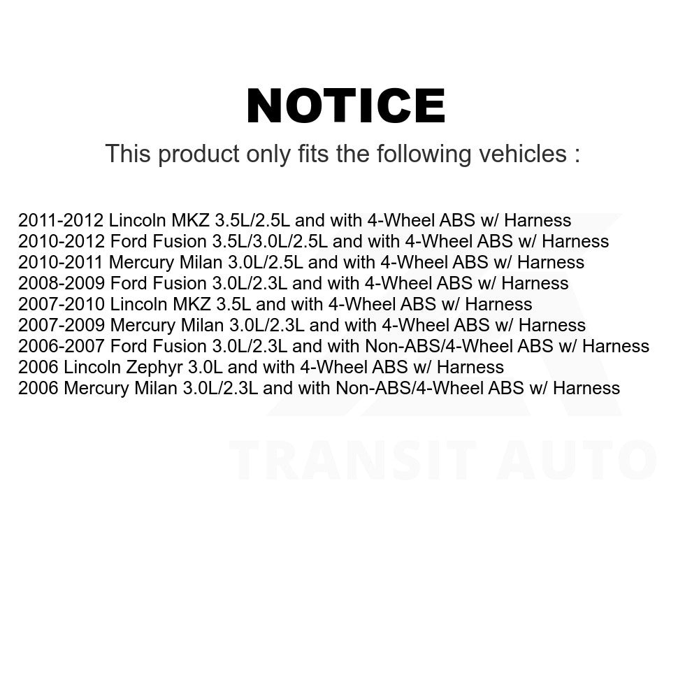 Mpulse Front Left ABS Wheel Speed Sensor SEN-2ABS1419 For Ford Fusion Lincoln MKZ Mercury Milan Zephyr w/ Harness