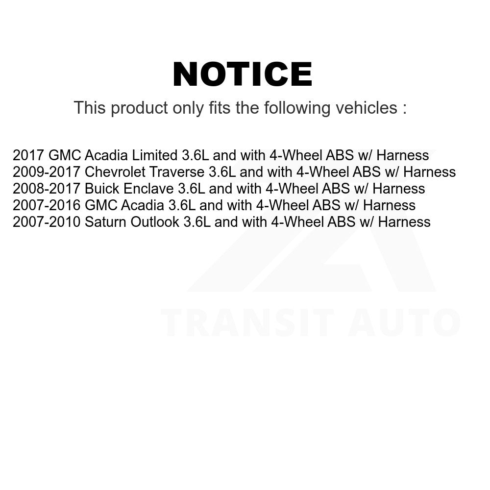 Mpulse Rear ABS Wheel Speed Sensor SEN-2ABS1536 For Chevrolet Traverse GMC Acadia Buick Enclave Saturn Outlook Limited w/ Harness 3.6L with 4-Wheel