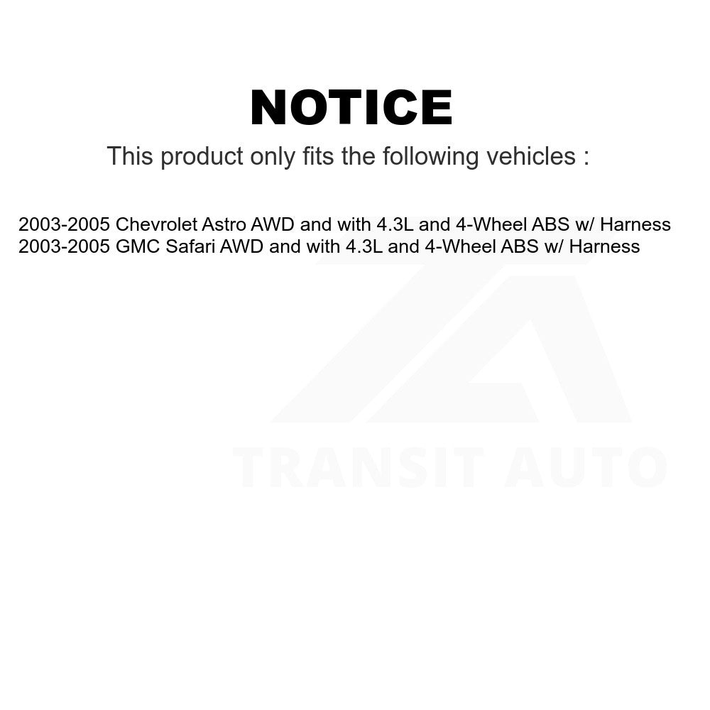 Mpulse Front Right ABS Wheel Speed Sensor SEN-2ABS1566 For 2003-2005 Chevrolet Astro GMC Safari w/ Harness AWD with 4.3L 4-Wheel