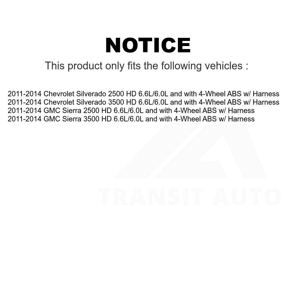 Mpulse Rear ABS Wheel Speed Sensor SEN-2ABS2398 For 2011-2014 Chevrolet Silverado 2500 HD GMC Sierra 3500 w/ Harness 6.6L/6.0L with 4-Wheel