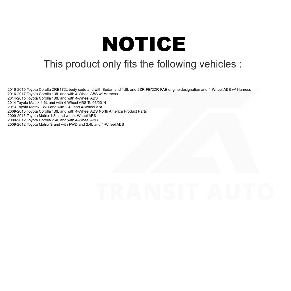 Mpulse Rear Left ABS Wheel Speed Sensor Wiring Harness SEN-2ABS2487 For Toyota Corolla Matrix