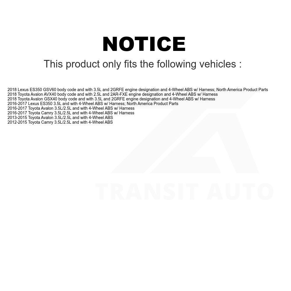 Mpulse Rear Right ABS Wheel Speed Sensor Wiring Harness SEN-2ABS2498 For Toyota Camry Avalon Lexus ES350