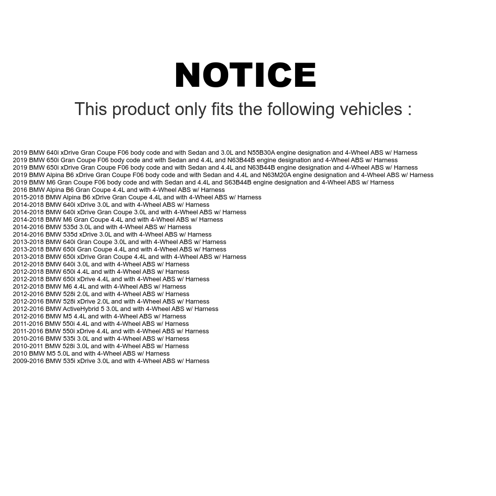 Mpulse Rear ABS Wheel Speed Sensor SEN-2ABS2612 For BMW 528i 535i xDrive 550i 650i 640i M5 Gran Coupe M6 535d Alpina B6 ActiveHybrid 5 w/ Harness