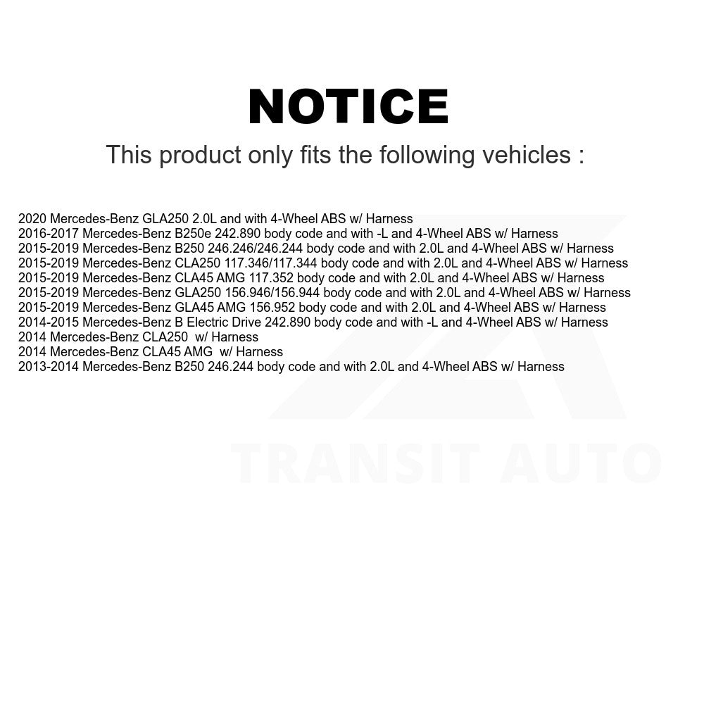 Mpulse Front ABS Wheel Speed Sensor SEN-2ABS3030 For Mercedes-Benz CLA250 GLA250 CLA45 AMG GLA45 B Electric Drive B250e B250 w/ Harness